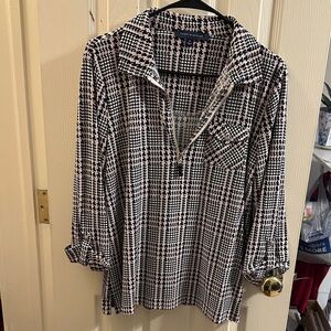 Tommy Hilfiger Black and White Plaid Button Down Shirt